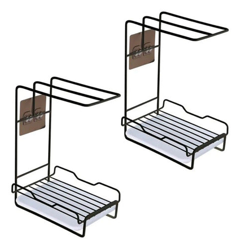 X2 Escurridor Organizador De Esponja Paños Detergente Negro