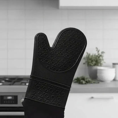 Guante Manopla X2 Silicona Negro Horno Doble Capa Aislante Negro X2