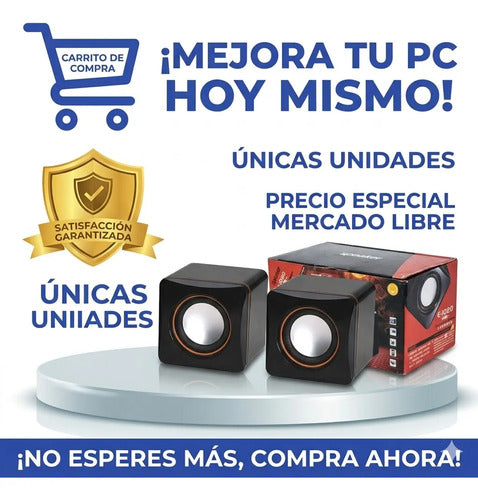 Parlantes Pc Computadora Notebook Mac Mini Usb Auxiliar 3.5m Negro
