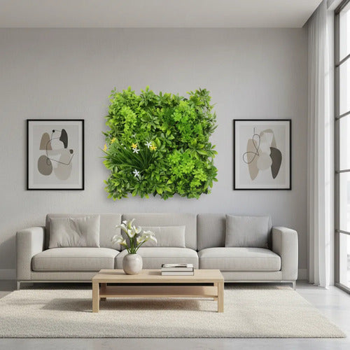 Jardin Panel Hojas Artificiales Decorativo Plastico 50cm Verde