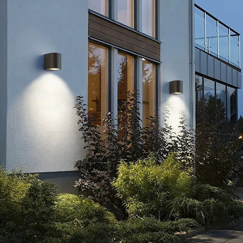 Set X2 Luminaria Pared Lampara Aplique Exterior Foco Luz Led Negro
