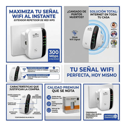Extensor Repetidor Amplificador Wifi Inalambrico 300mbps