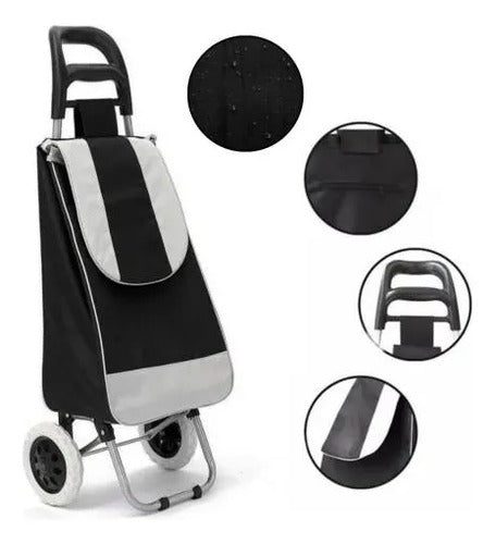 Carro Compras Bolso Impermeable Con 2 Ruedas 95x34x27 Cm Negro