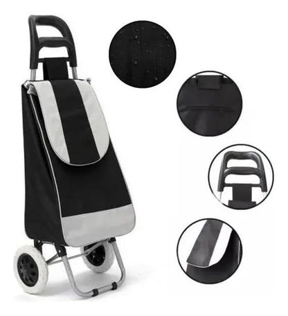 Carro Compras Bolso Impermeable Con 2 Ruedas 95x34x27 Cm Negro