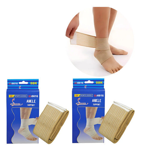 Venda Elastica De Compresion Para Tobillo Con Velcro 2 Pares Beige
