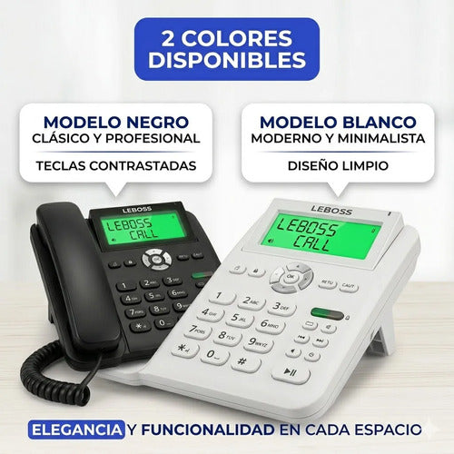 Telefono Fijo Pantalla Manos Libres Identificador Llamada Blanco