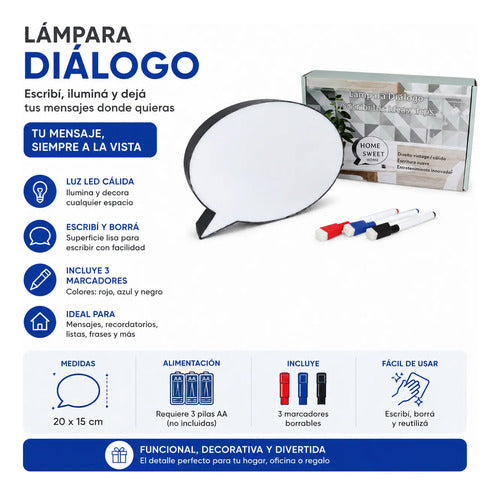 Lámpara Decorativa Escribir Diálogo Led Pizarra Con Marcador Negro Blanco