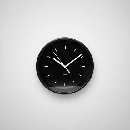 Reloj De Pared Redondo Analógico 19cm Moderno Decorativo Negro