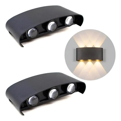 Set X2 Aplique Pared Bidireccional Lampara Exterior 3 Luces