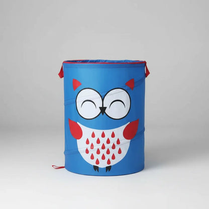 Canasto Infantil Plegable Tela Diseño Búho 40cm Organizador Azul