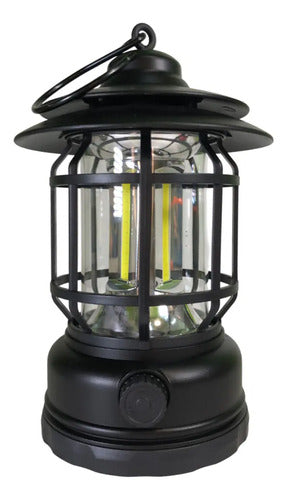 Farol Led Camping Recargable Con Bateria Color Negro