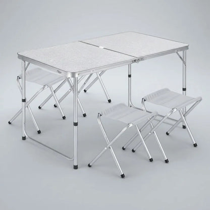 Mesa Plegable Camping Bancos Aluminio Portátil 120x60cm Blanco