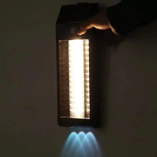 Foco Solar Led Exterior Sensor De Movimiento Lampara Negro Blanco Cálido