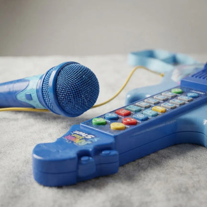 Guitarra Infantil Con Micrófono Regulable Luces Sonido Azul