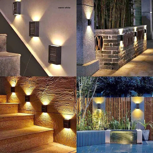 Set X3 Foco Solar Led Pared Aplique Exterior Lampara Spot Negro