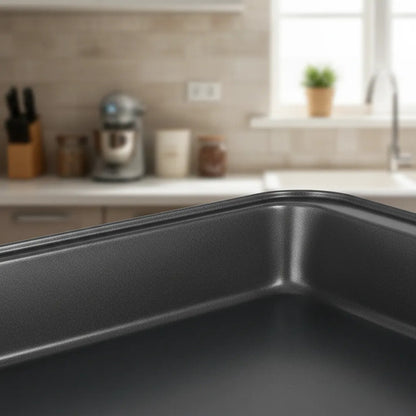 Asadera Fuente Rectangular Horno 37x25x5cm Amplio Práctico Negro
