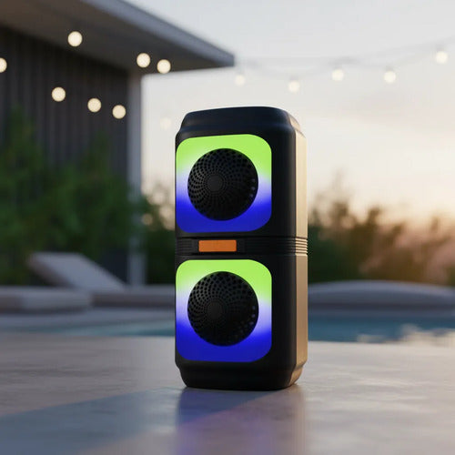 Parlante Bluetooth Top Tendencia 2x4'' Led Rgb Full Negro