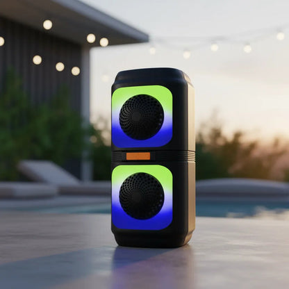 Parlante Bluetooth Top Tendencia 2x4'' Led Rgb Full Negro