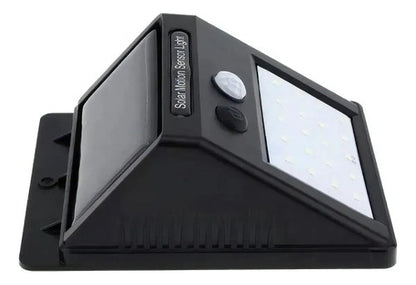 Set X2 Aplique Solar Pared Foco Led Sensor De Movimiento Negro
