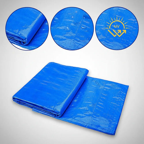 Toldo 4x5 Impermeable Camping Lona Con Ojales Multiuso Azul