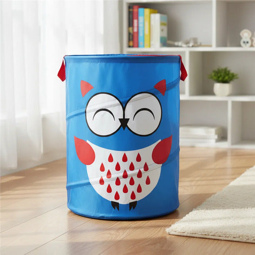 Canasto Cesto Infantil Plegable Tela Organizador 40x36cm Azul