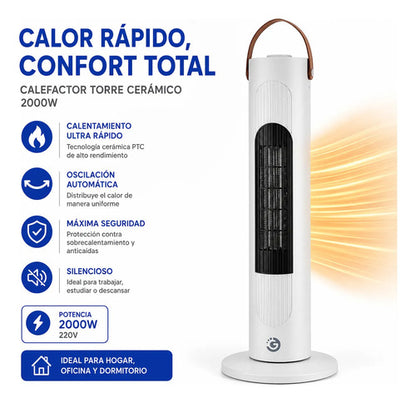 Calefactor Torre Electrico Ceramico Oscilante Caloventilador Blanco
