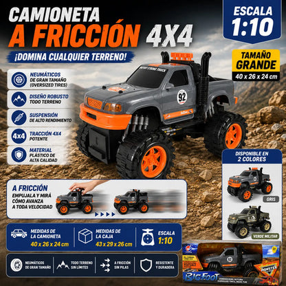 Camioneta 4x4 Todoterreno A Fricción Todoterreno Escala 1:10 Gris 2