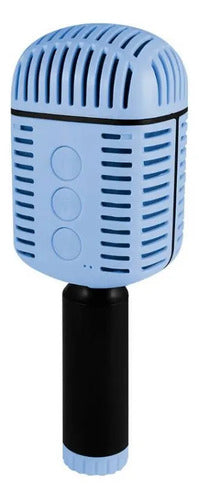 Micrófono Retro Karaoke Inalámbrico Bluetooth Tws Altavoz Azul