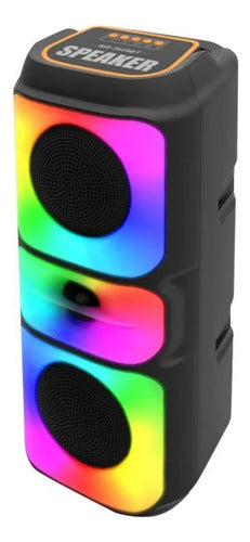Parlante Bluetooth Portátil 2x4 Rgb Tws Usb Tf Fm Aux Negro