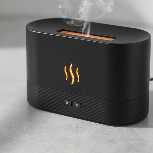 Humidificador Efecto Llama 180ml Usb 2 Niveles Difusor Negro