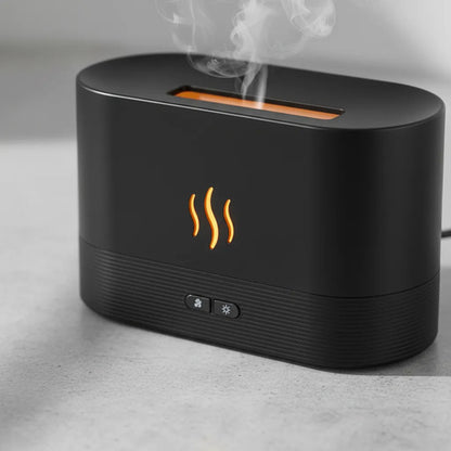 Humidificador Efecto Llama 180ml Usb 2 Niveles Difusor Negro