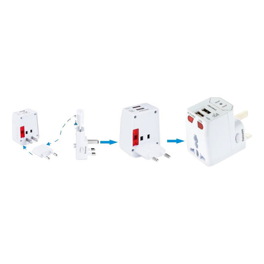 Adaptador Enchufe Universal Para Viaje 2 Usb