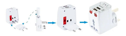 Adaptador De Enchufe Universal Para Viaje 2 Usb