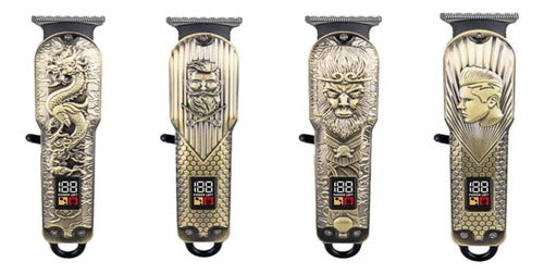 Cortapelo Profesional Vintage Usb 800mah Pantalla Lcd Bronce Envejecido