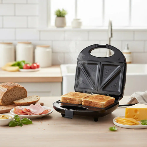 Sandwichera Tostadora Electrica Antiadherente Placas Grill Negro