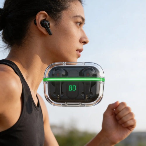 Auriculares Bluetooth Inalámbricos Tws Estuche Display Lcd Negro