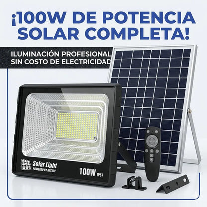 X2 Foco Solar Led Reflector Exterior 100w Con Control Remoto Negro Blanco Frío