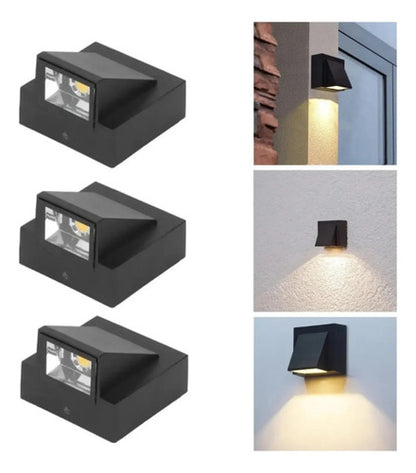 Set X3 Foco Pared Aplique Exterior Lampara Jardin Luminaria