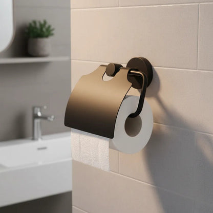 Portarrollos Soporte Papel Higiénico Baño Pared Tapa Baño Negro