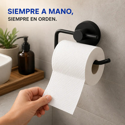 Soporte Rollo Papel Higienico Portarrollos Baño Pared Negro Negro