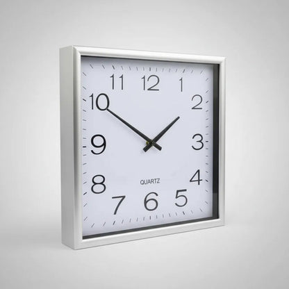 Reloj Analogico Pared Cuadrado Plastico 30x30cm Cuadrado Plateado