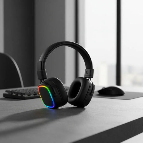 Auriculares 3.5mm Micrófono Rgb Plegables Vincha Ajustable Negro