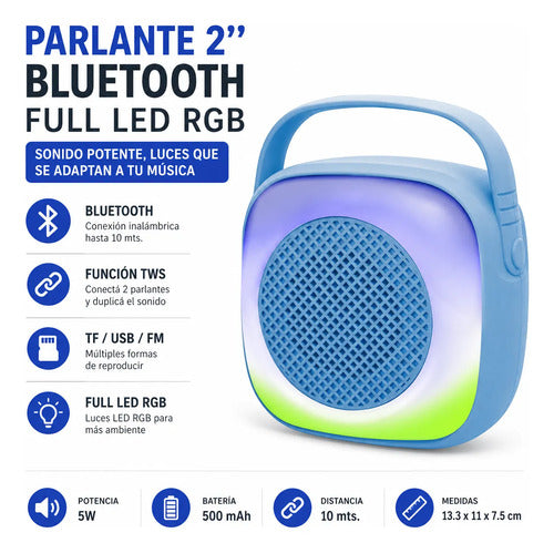 Parlante Portátil Bluetooth Tws Usb Tf Fm Led Rgb 5w 500mah Aleatorio