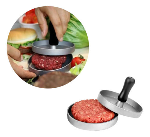 Molde Para Hamburguesas De Metal Individual 11.9x11.9x1.8 Cm Plateado