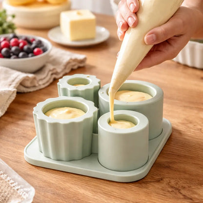 Molde De Silicona Flexible Para Hielo Vaso Térmico 4 Ranuras Verde