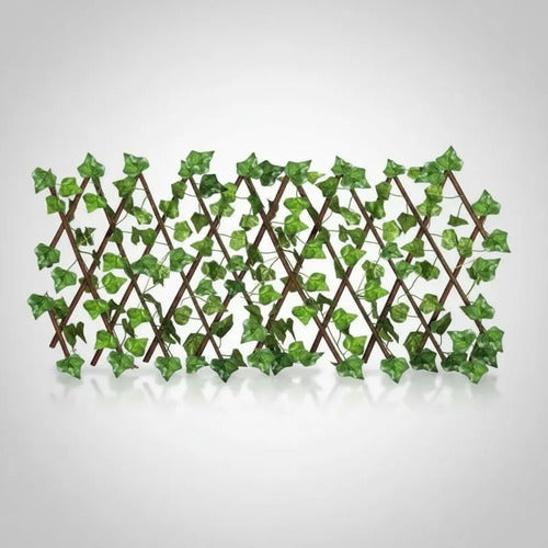 Cerco Enrejado Extensible Hojas Artificiales Madera Natural Verde
