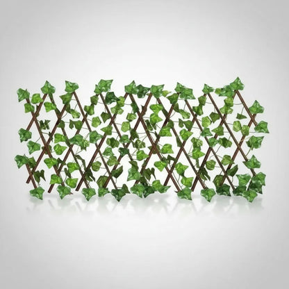 Cerco Enrejado Extensible Hojas Artificiales Madera Natural Verde
