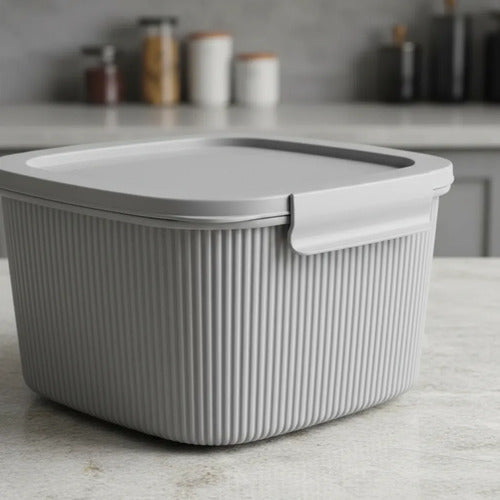 Set Recipientes Cocina Tapa Plasticos 3l 2l 1l Pack X3 Gris