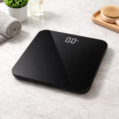 Balanza Personal Digital Vidrio Templado 180kg Pantalla Led Negro
