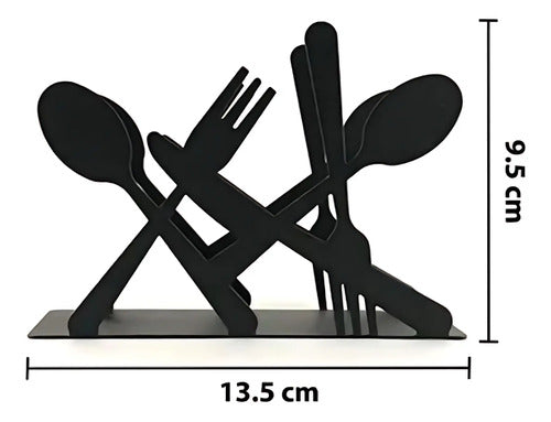 Servilletero Metalico De Mesa Negro Diseño Cubiertos Negro